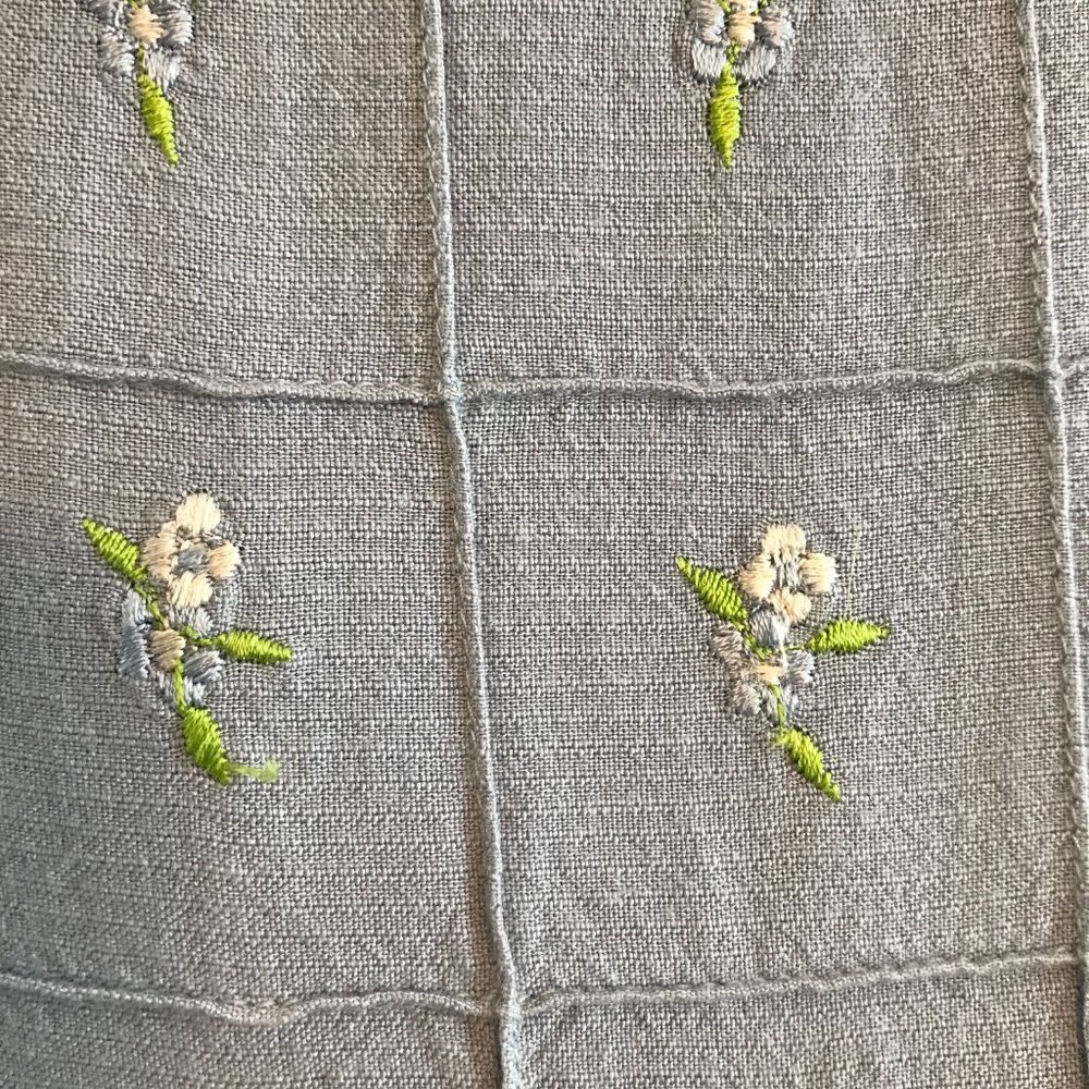 dress blue midi 6 petite zip embroidery floral cottagecore coastal teacher - Picture 8 of 12